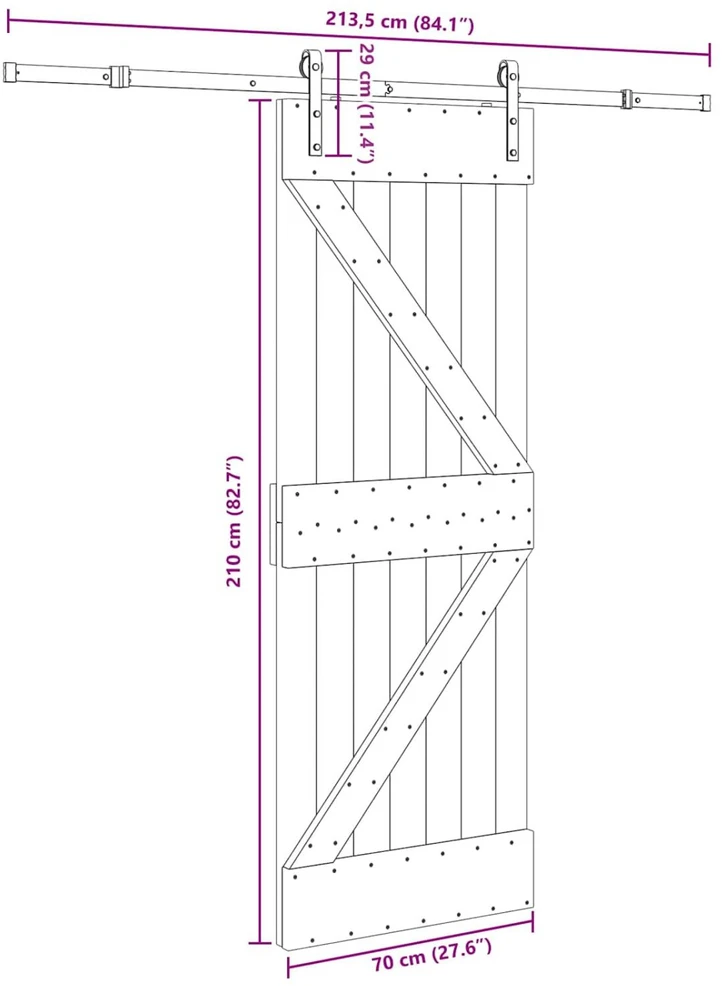 Slankios durys NARVIK 70 x 210 cm (213,5 cm) Natūrali ir juoda