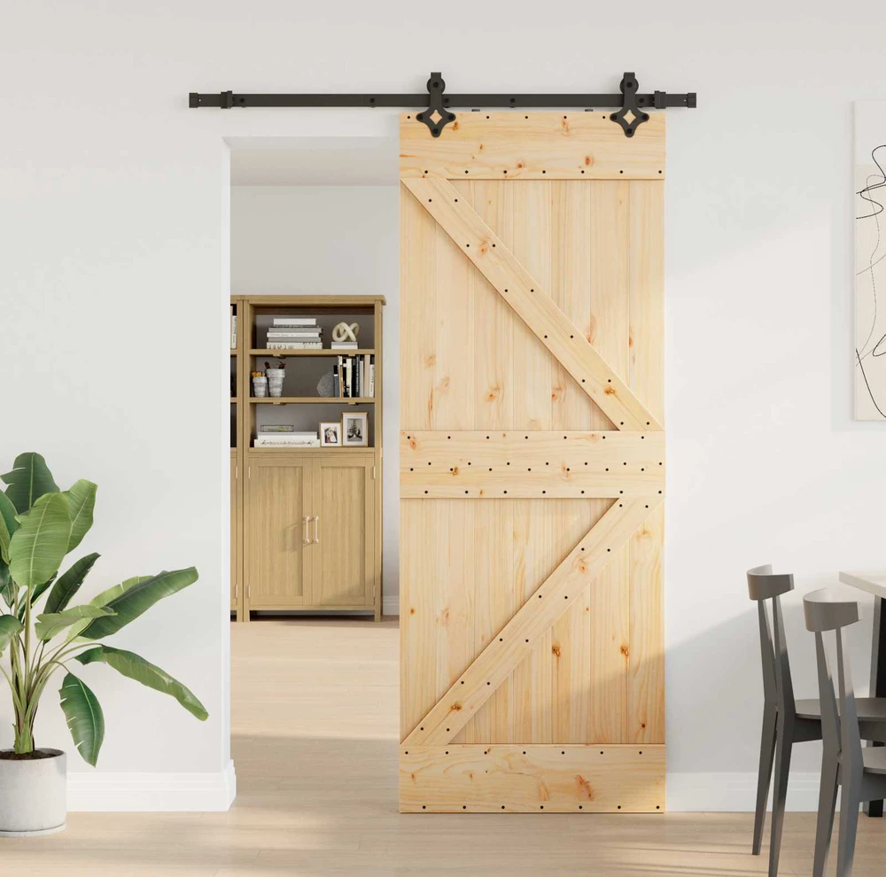 Slankios durys NARVIK Natūrali ir juoda 80 x 210 cm (152,5 cm)