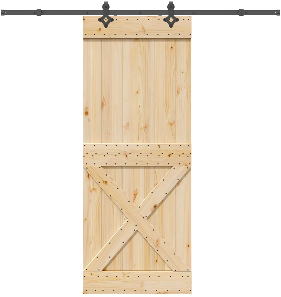 Slankios durys NARVIK Natūrali ir juoda 90 x 210 cm (213,5 cm)