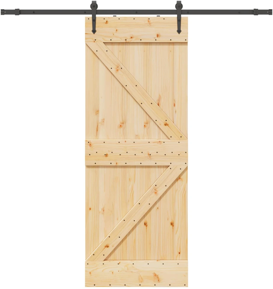 Slankios durys NARVIK Natūrali ir juoda 80 x 210 cm (213,5 cm)