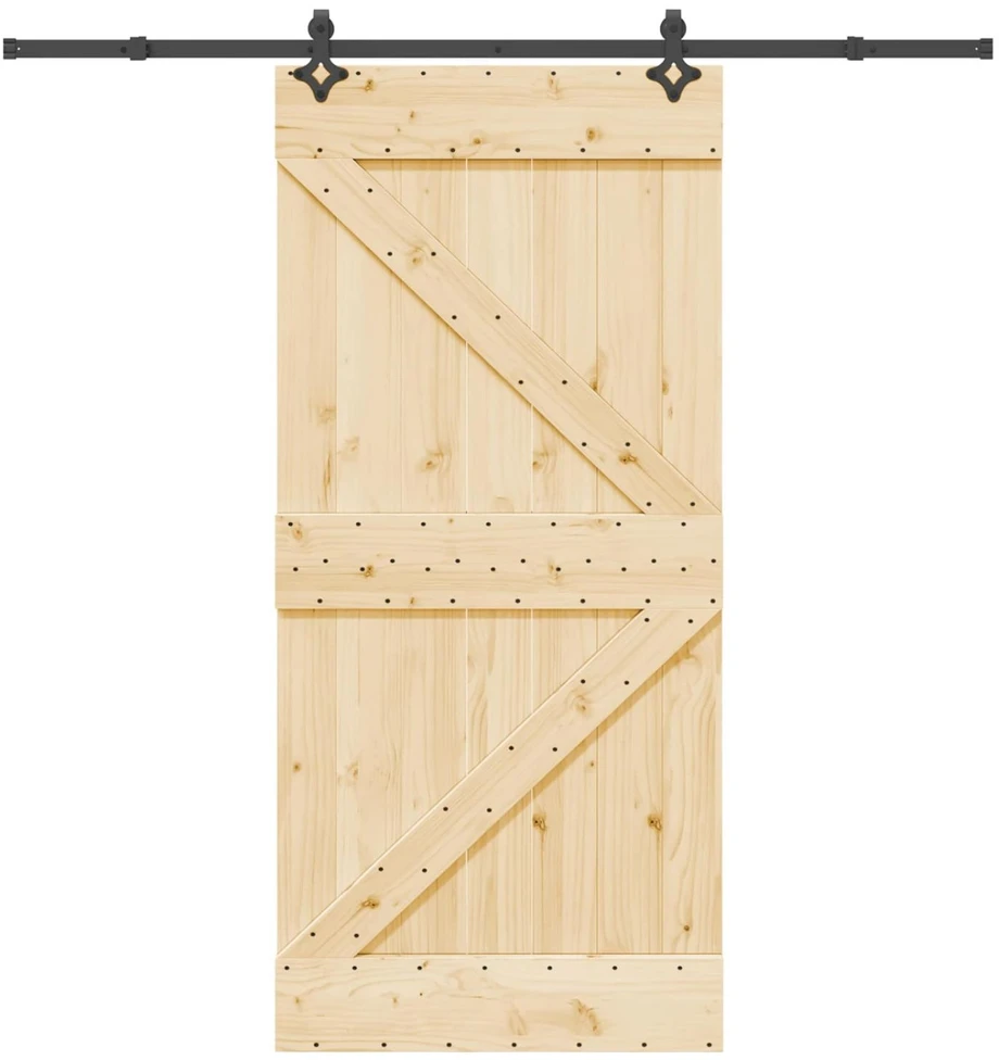 Slankios durys NARVIK Natūrali ir juoda 95 x 210 cm (213,5 cm)