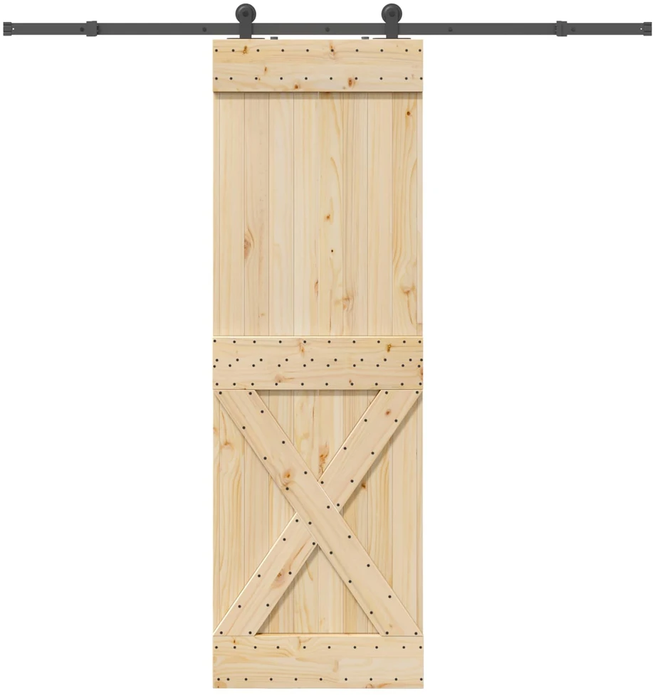 Slankios durys NARVIK Natūrali ir juoda 70 x 210 cm (213,5 cm)