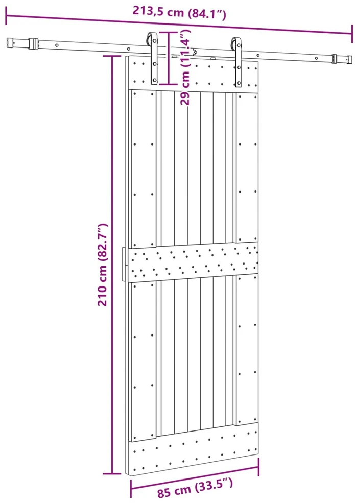 Slankios durys NARVIK 85 x 210 cm (213,5 cm) Natūrali ir juoda