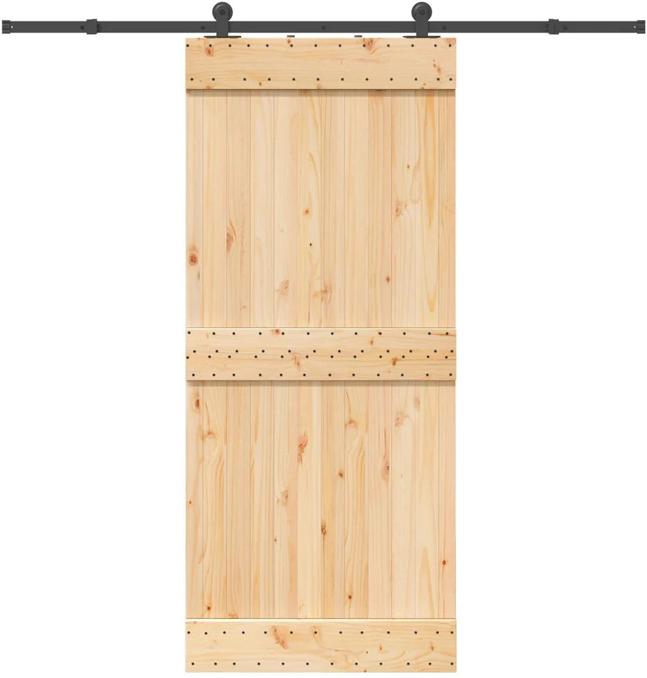Slankios durys NARVIK Natūrali ir juoda 90 x 210 cm (213,5 cm)