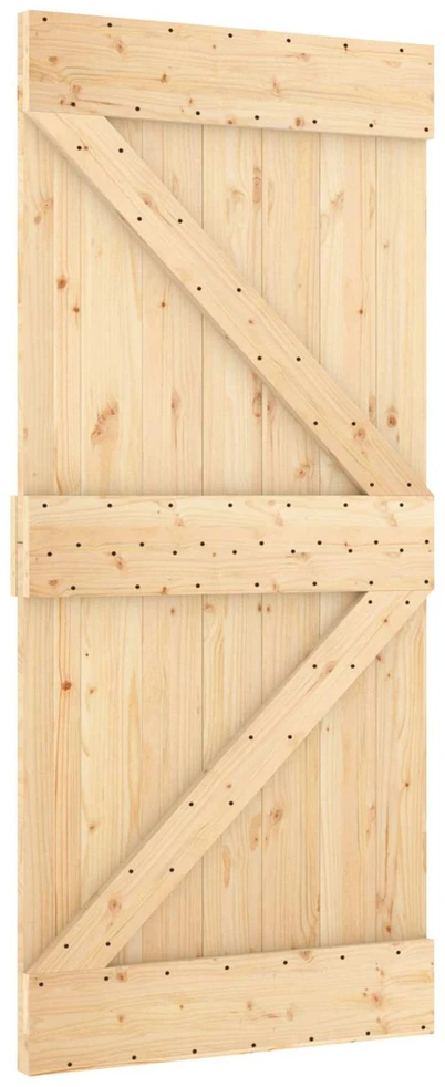 Slankios durys NARVIK Natūrali ir juoda 95 x 210 cm (213,5 cm)