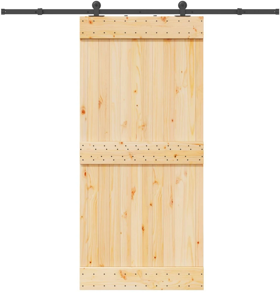 Slankios durys NARVIK Natūrali ir juoda 95 x 210 cm (213,5 cm)