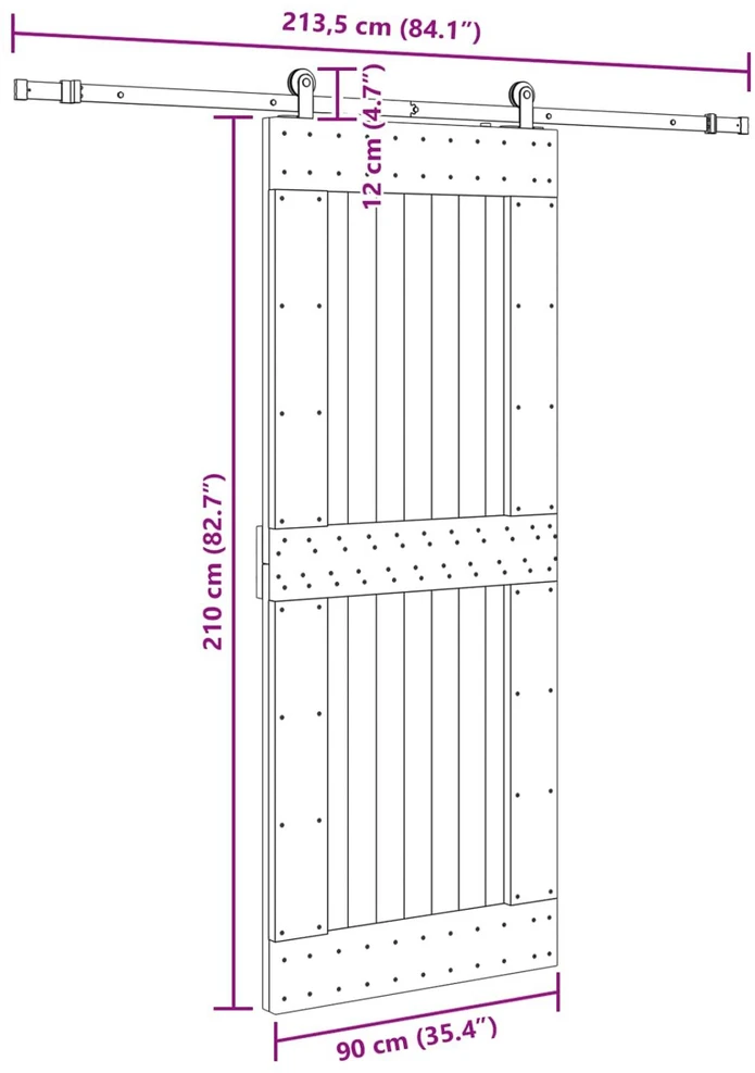 Slankios durys NARVIK Natūrali ir juoda 90 x 210 cm (213,5 cm)