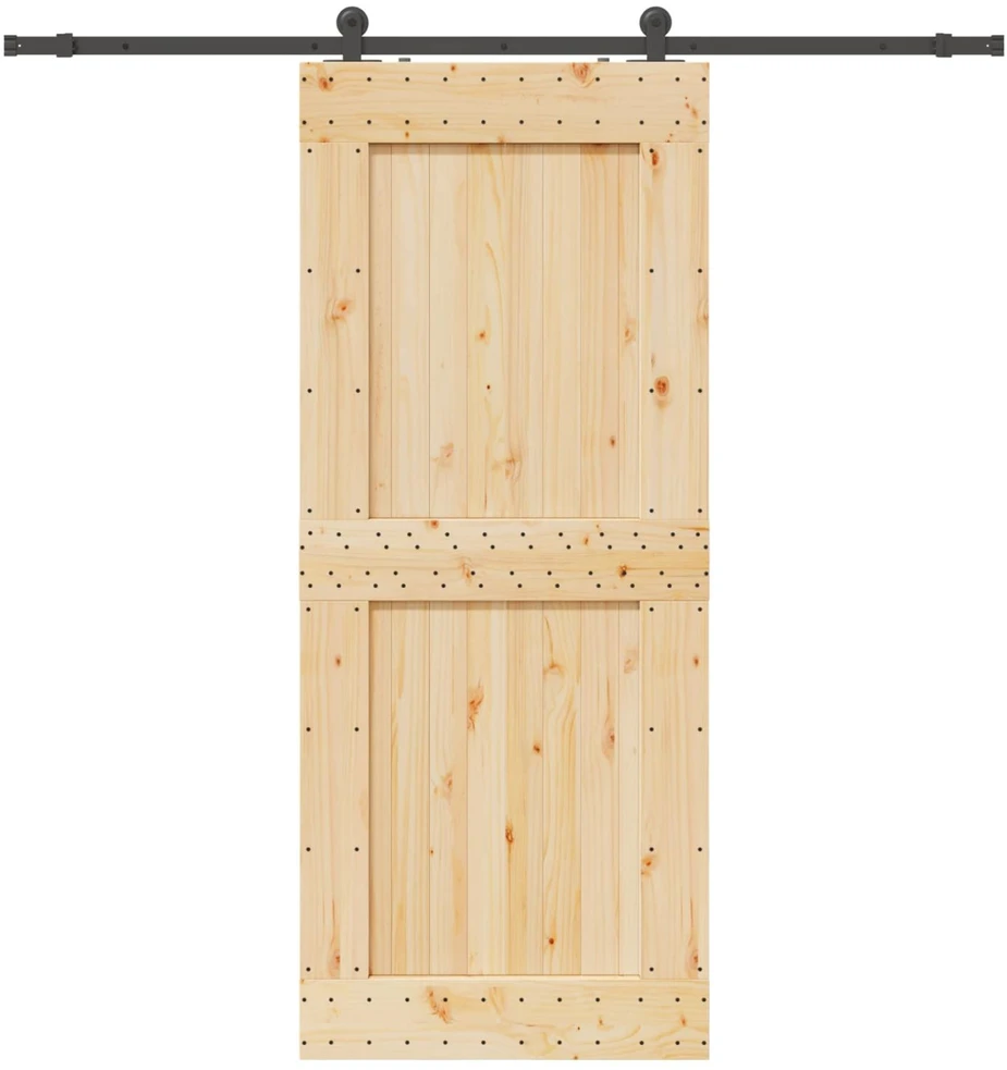Slankios durys NARVIK Natūrali ir juoda 95 x 210 cm (213,5 cm)