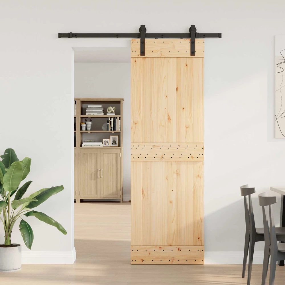 Slankios durys NARVIK Natūrali ir juoda 70 x 210 cm (152,5 cm)