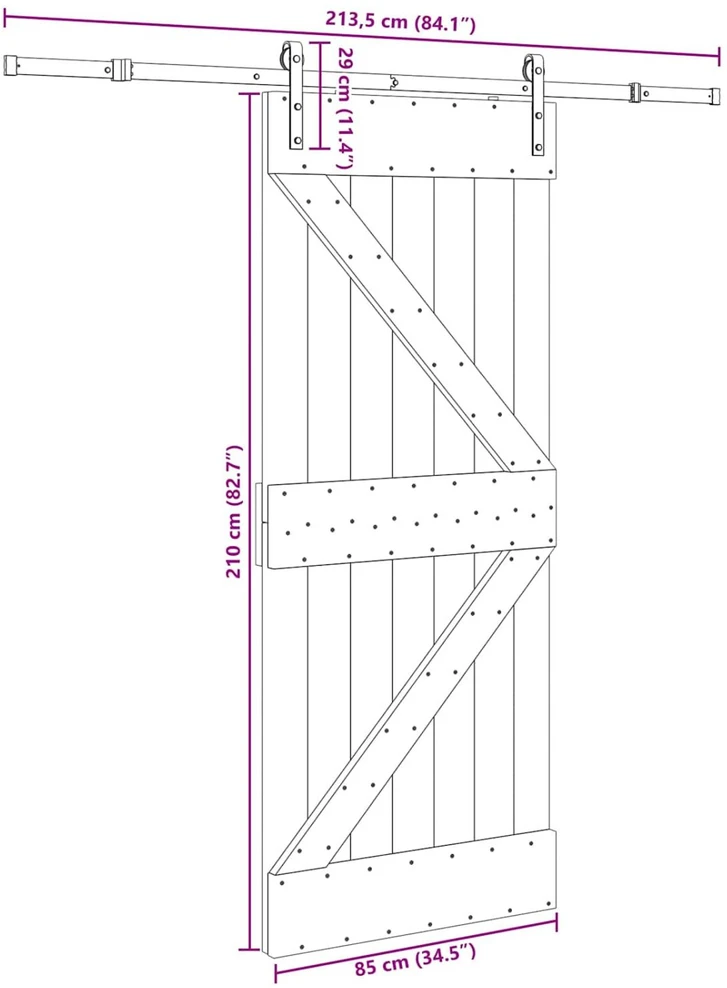 Slankios durys NARVIK 85 x 210 cm (213,5 cm) Natūrali ir juoda