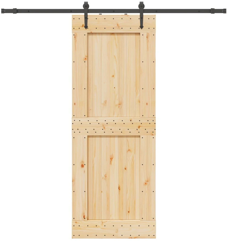 Slankios durys NARVIK Natūrali ir juoda 85 x 210 cm (213,5 cm)