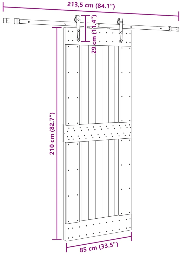 Slankios durys NARVIK Natūrali ir juoda 85 x 210 cm (213,5 cm)