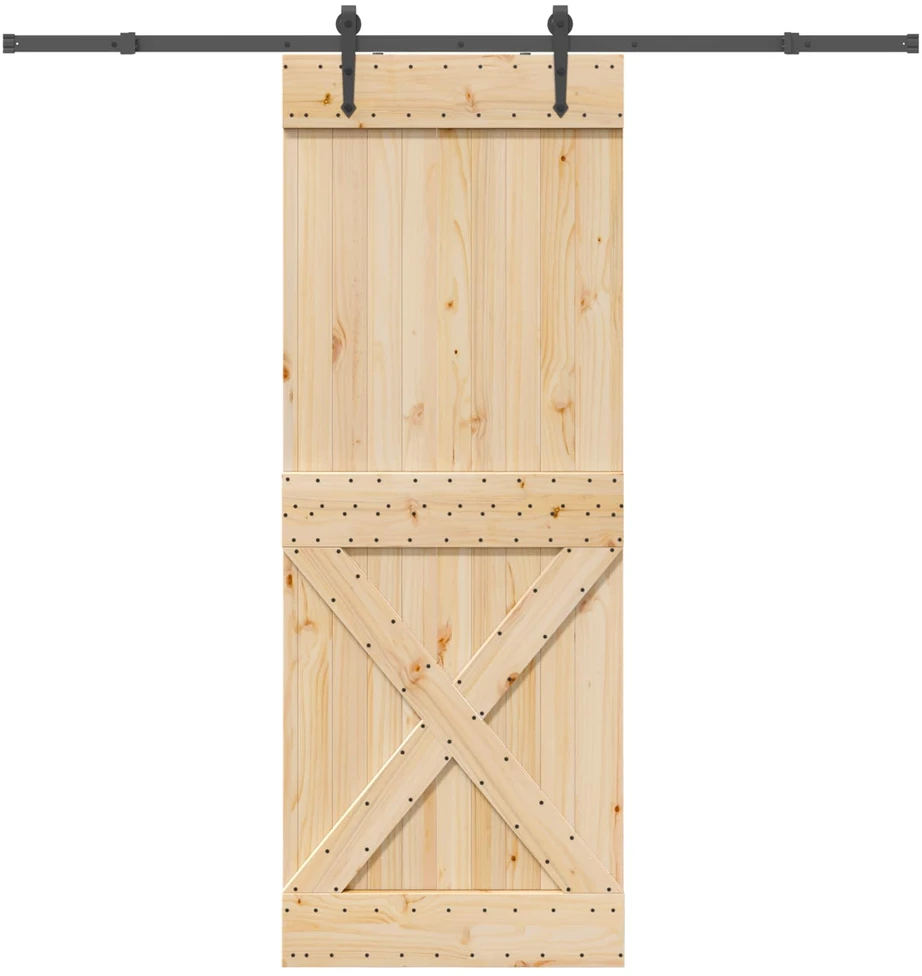 Slankios durys NARVIK Natūrali ir juoda 85 x 210 cm (213,5 cm)