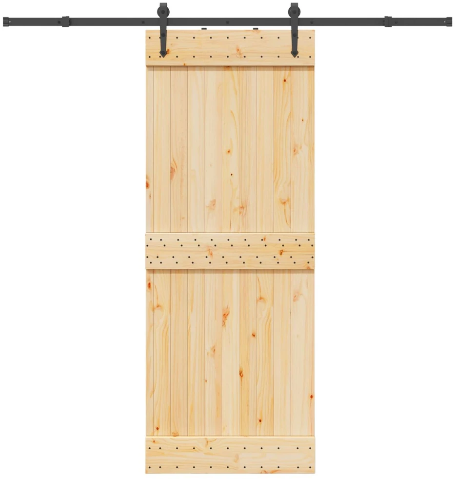 Slankios durys NARVIK Natūrali ir juoda 80 x 210 cm (213,5 cm)