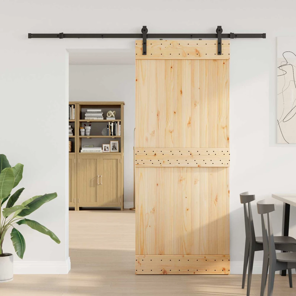 Slankios durys NARVIK Natūrali ir juoda 85 x 210 cm (213,5 cm)