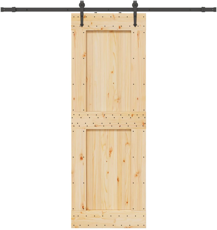 Slankios durys NARVIK Natūrali ir juoda 80 x 210 cm (213,5 cm)