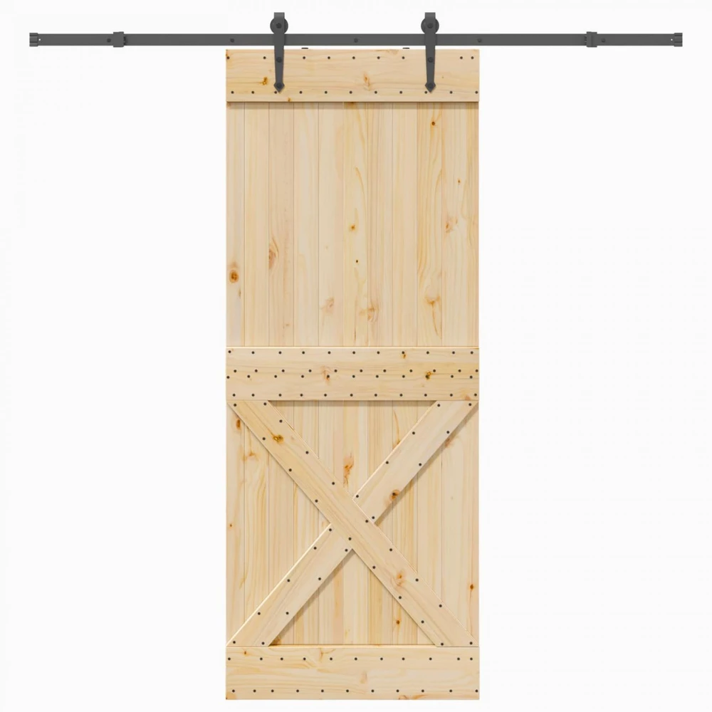 Slankios durys NARVIK Natūrali ir juoda 90 x 210 cm (213,5 cm)