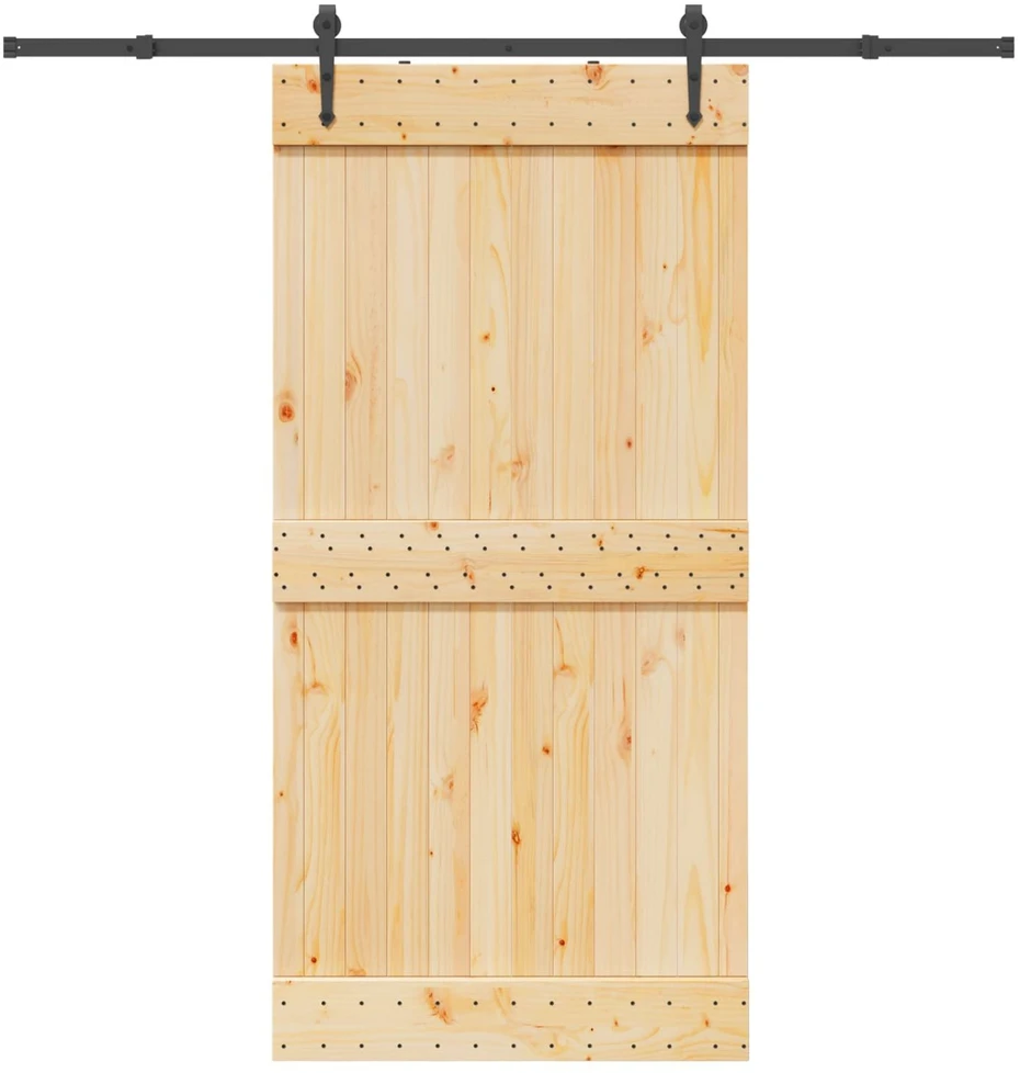 Slankios durys NARVIK Natūrali ir juoda 100 x 210 cm (213,5 cm)