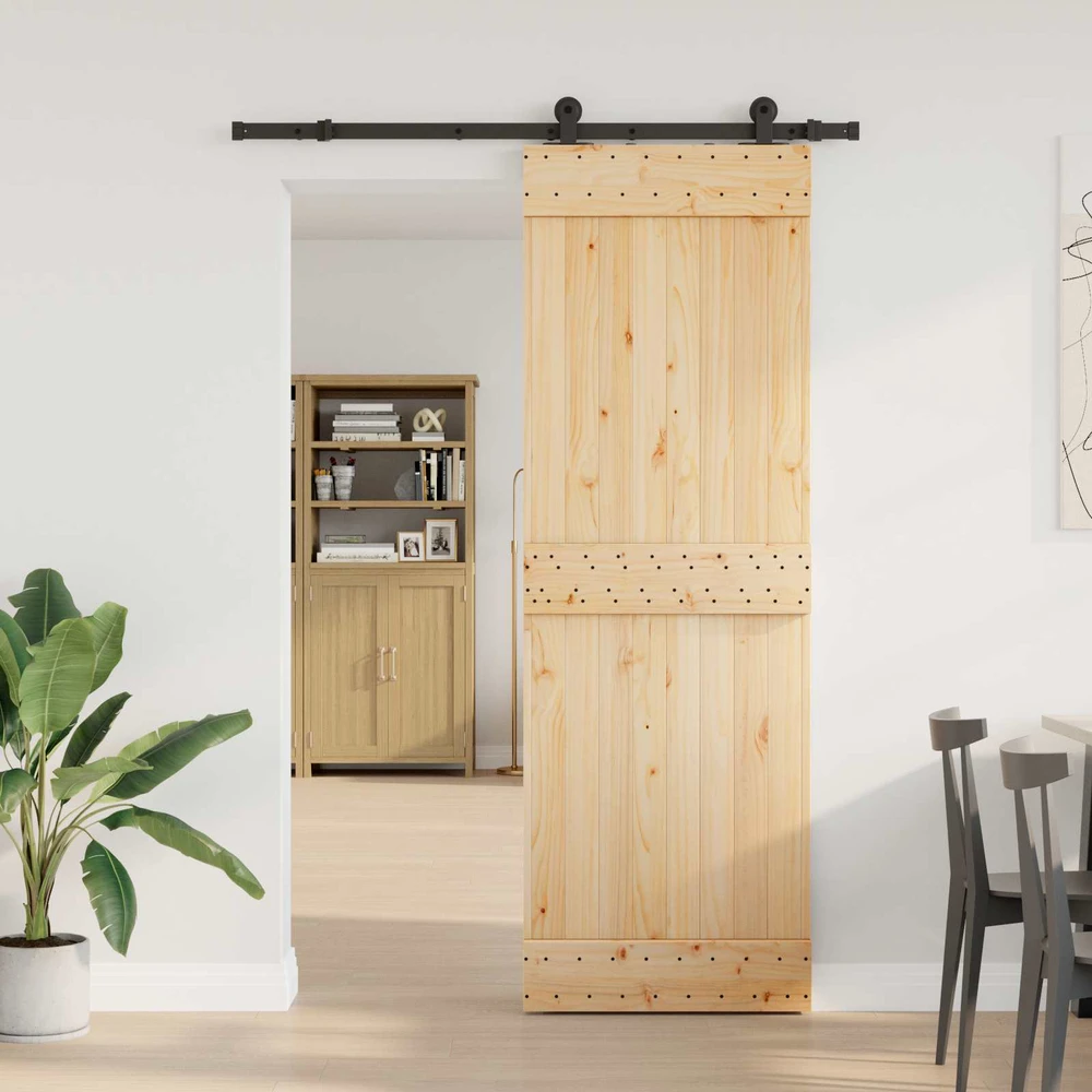 Slankios durys NARVIK Natūrali ir juoda 70 x 210 cm (152,5 cm)