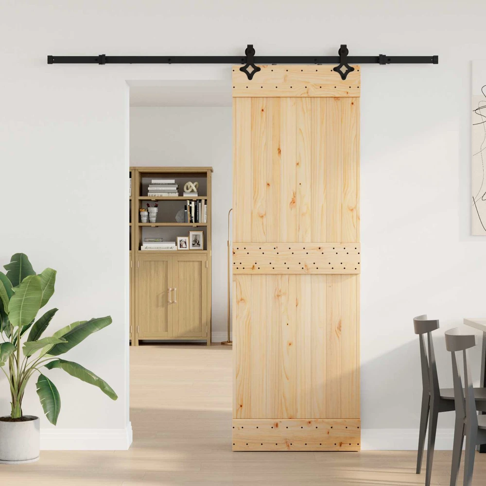 Slankios durys NARVIK Natūrali ir juoda 70 x 210 cm (213,5 cm)