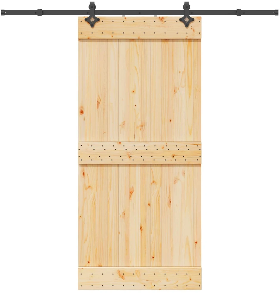Slankios durys NARVIK Natūrali ir juoda 95 x 210 cm (213,5 cm)