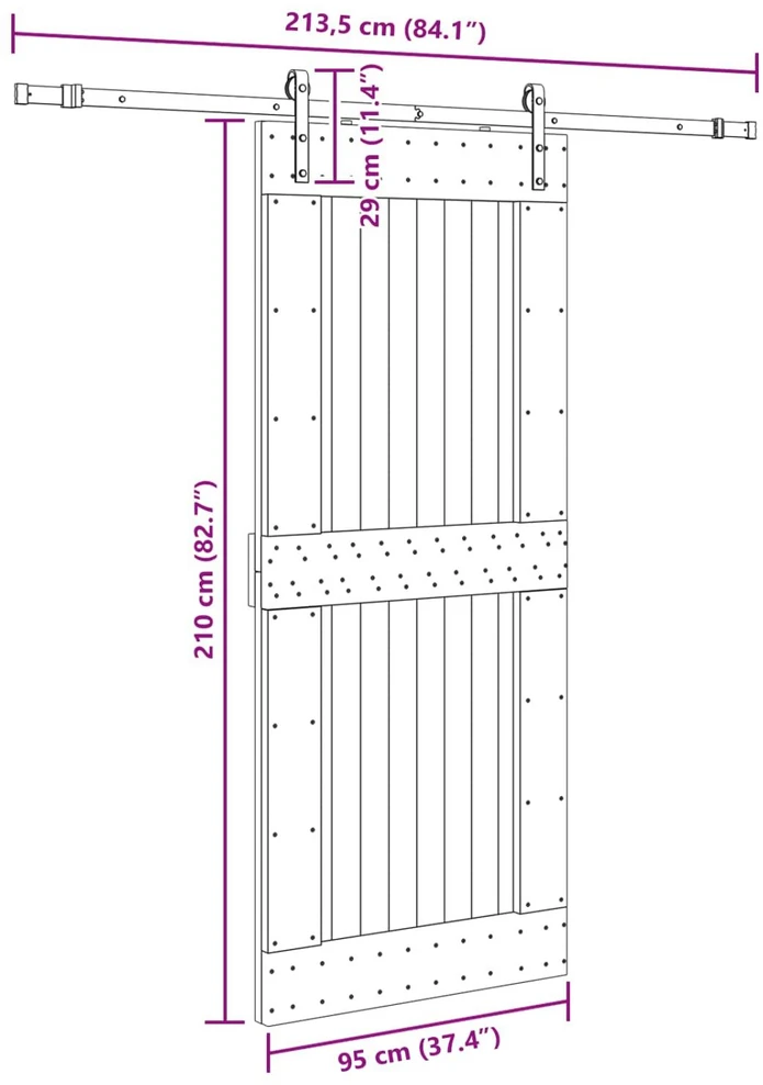Slankios durys NARVIK 95 x 210 cm (213,5 cm) Natūrali ir juoda