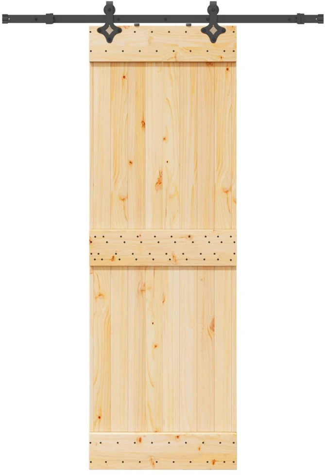 Slankios durys NARVIK Natūrali ir juoda 70 x 210 cm (152,5 cm)