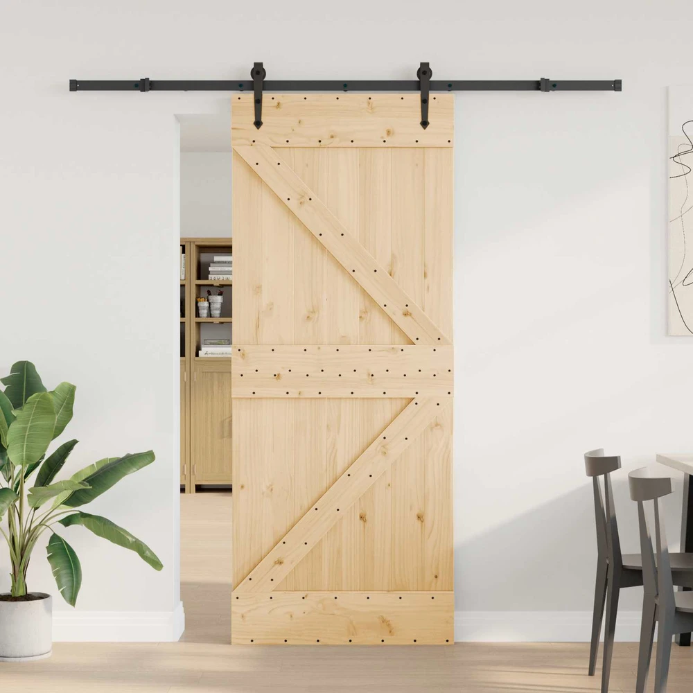 Slankios durys NARVIK Natūrali ir juoda 85 x 210 cm (213,5 cm)