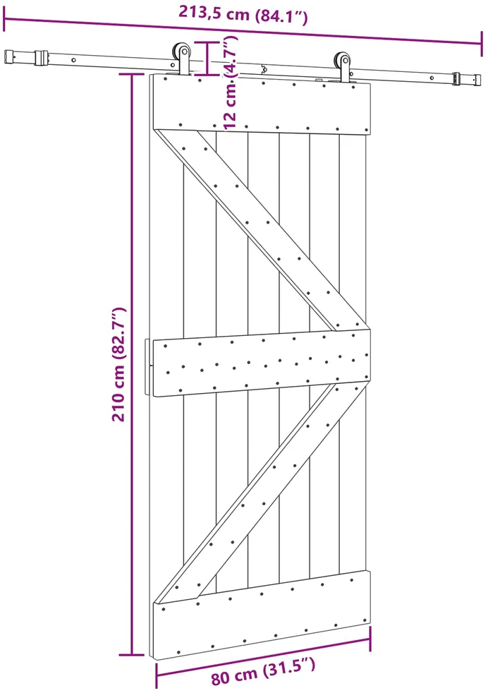 Slankios durys NARVIK Natūrali ir juoda 80 x 210 cm (213,5 cm)