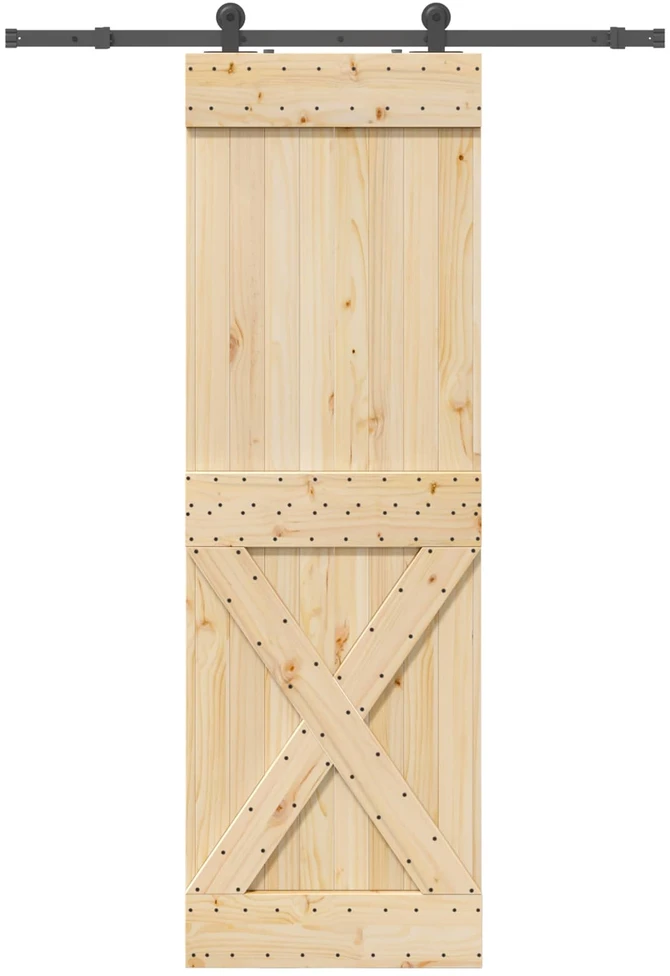 Slankios durys NARVIK Natūrali ir juoda 70 x 210 cm (152,5 cm)