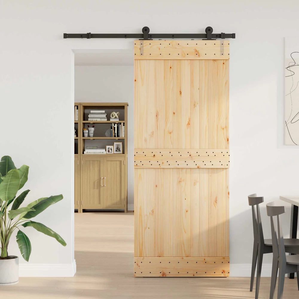 Slankios durys NARVIK Natūrali ir juoda 85 x 210 cm (152,5 cm)