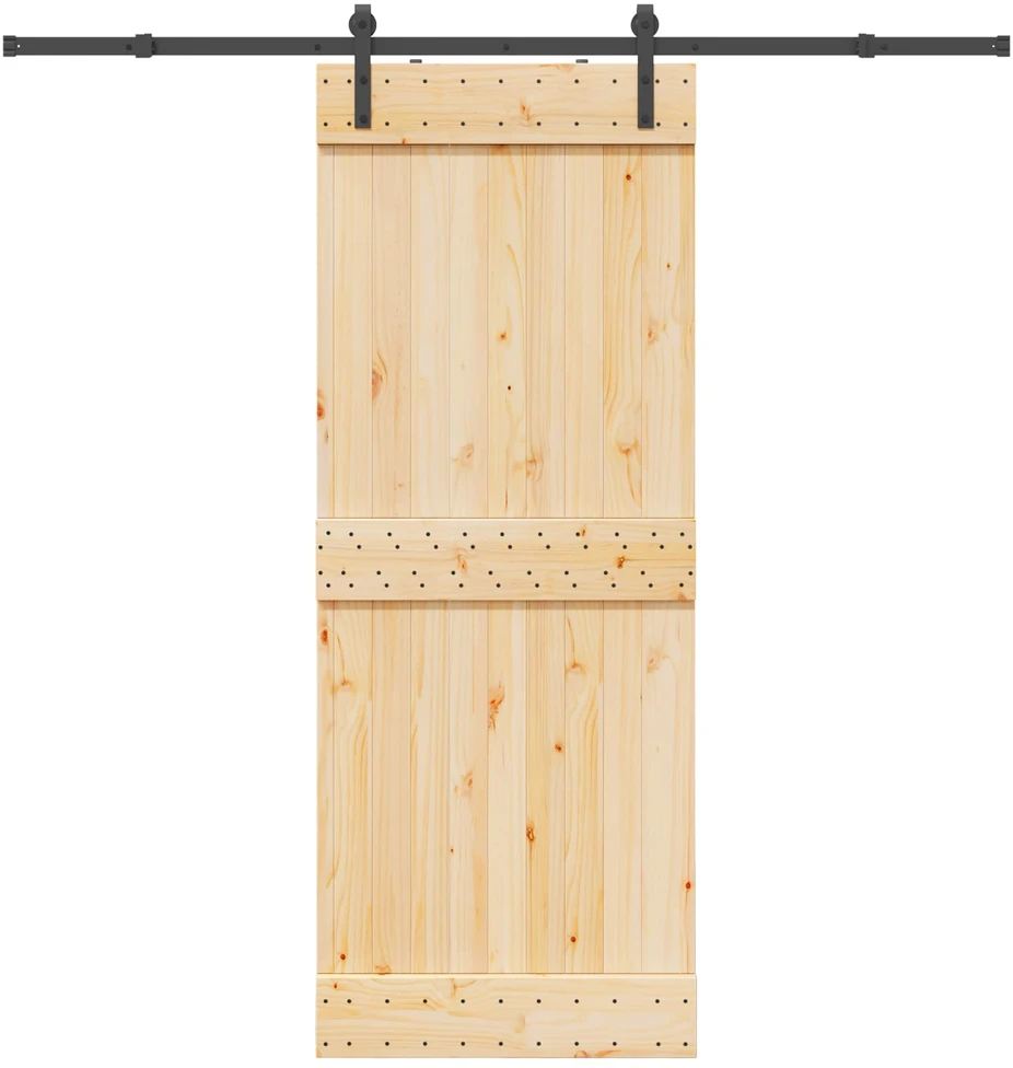 Slankios durys NARVIK Natūrali ir juoda 80 x 210 cm (213,5 cm)