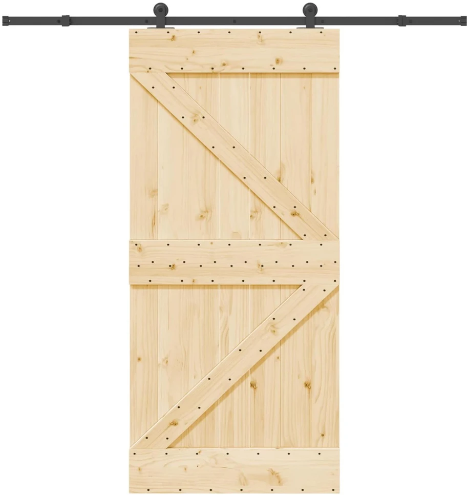 Slankios durys NARVIK Natūrali ir juoda 95 x 210 cm (213,5 cm)