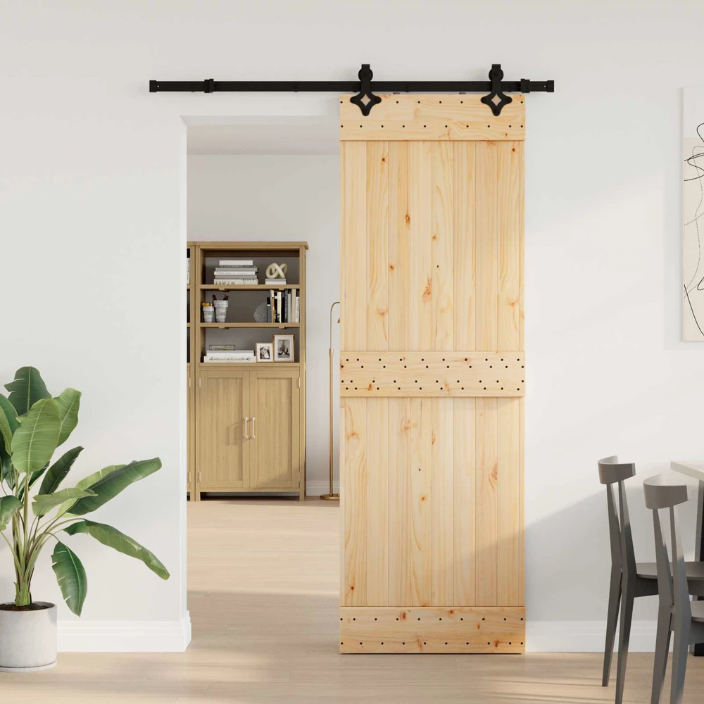 Slankios durys NARVIK Natūrali ir juoda 70 x 210 cm (152,5 cm)