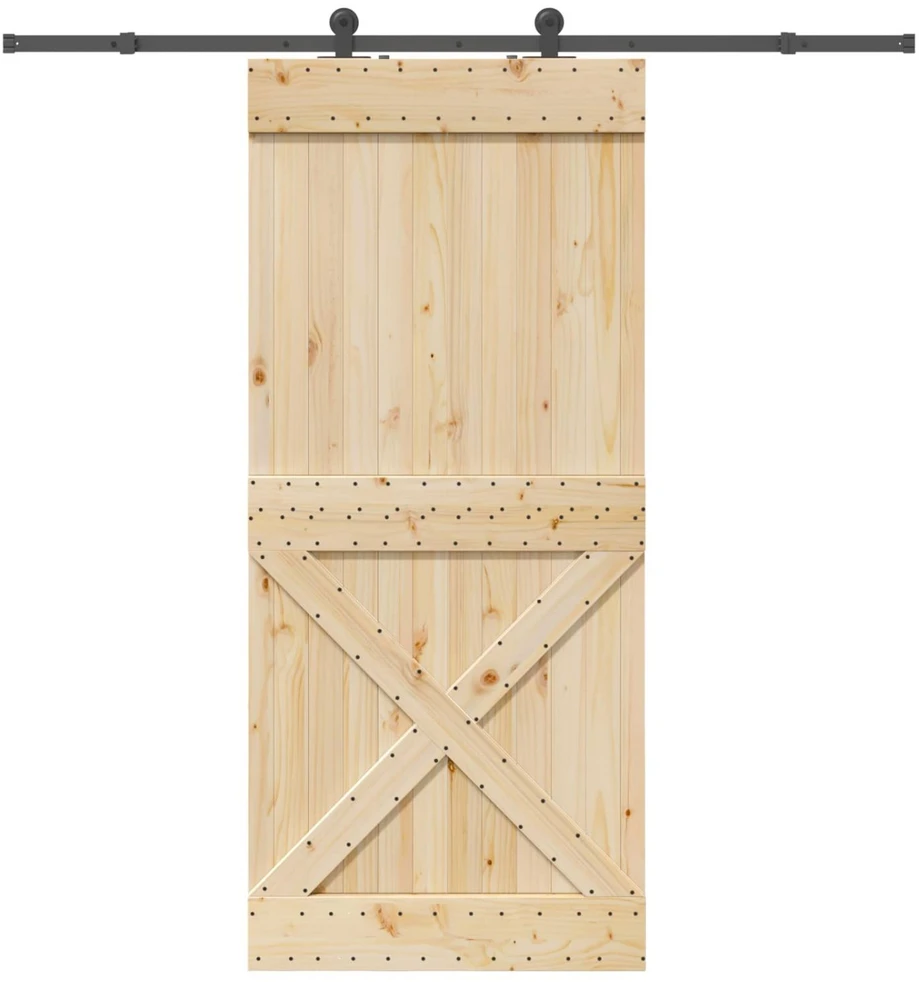 Slankios durys NARVIK Natūrali ir juoda 100 x 210 cm (213,5 cm)