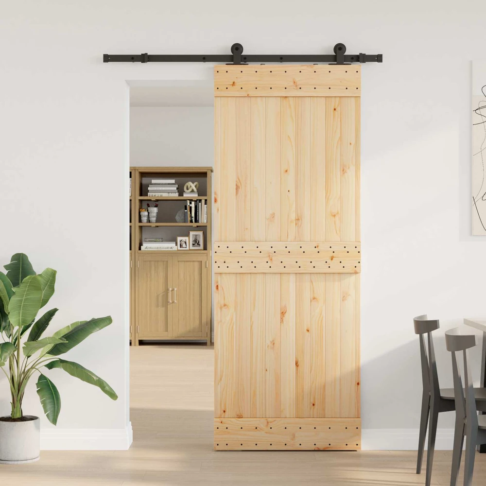 Slankios durys NARVIK Natūrali ir juoda 80 x 210 cm (152,5 cm)