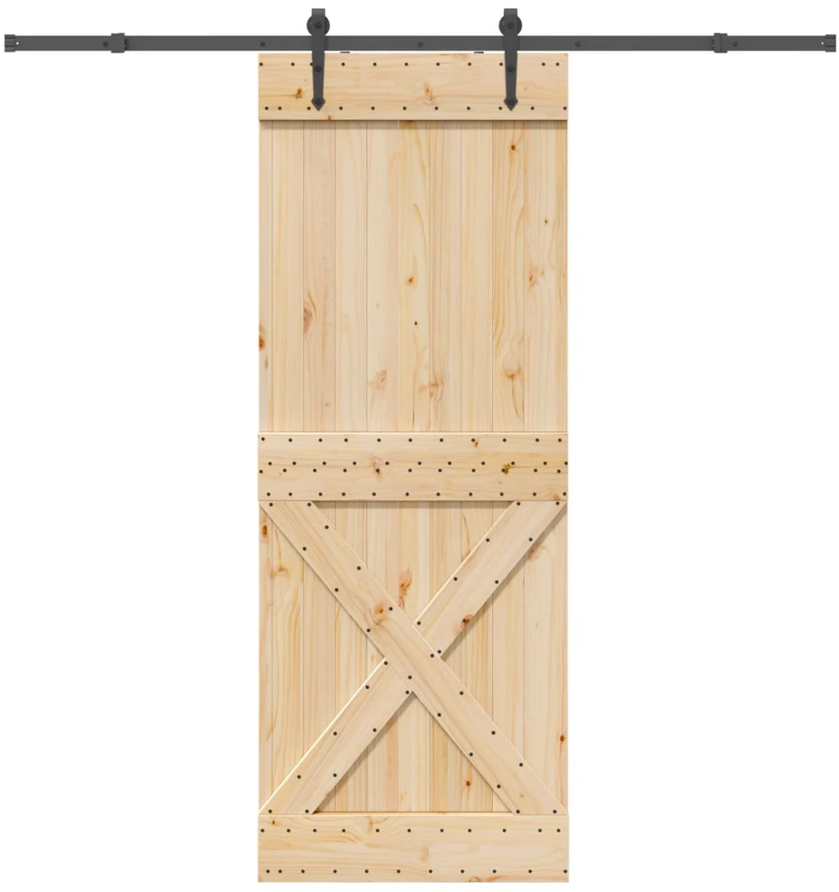 Slankios durys NARVIK Natūrali ir juoda 85 x 210 cm (213,5 cm)