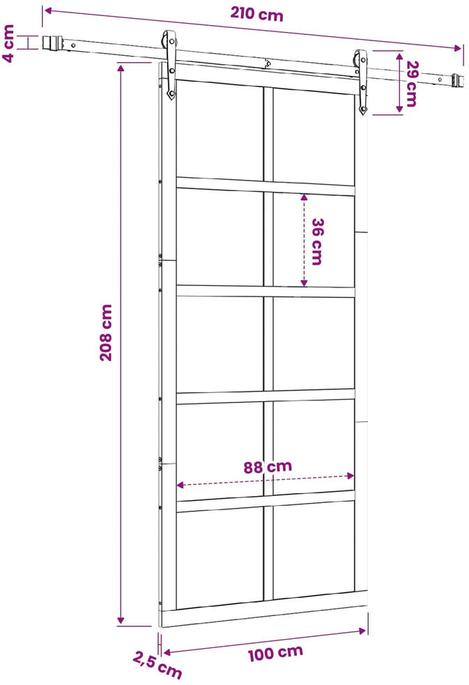 Slankios durys Natūrali 100 x 208 cm Pušies medienos masyvas