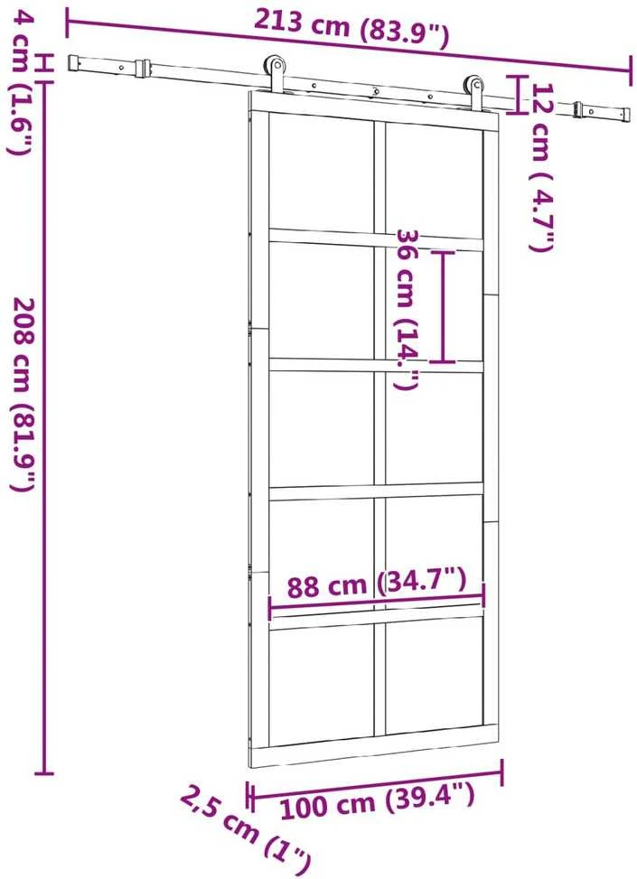 Slankios durys 100 x 208 cm Pušies medienos masyvas Natūrali