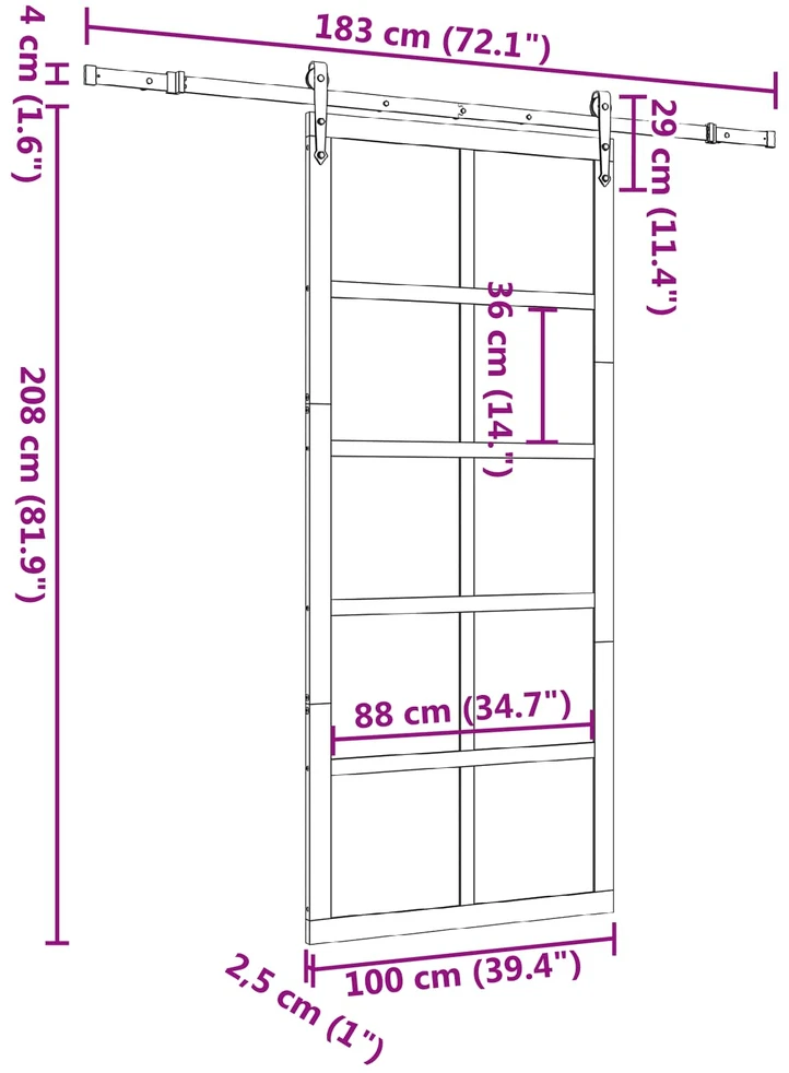 Slankios durys Natūrali 100 x 208 cm Pušies medienos masyvas