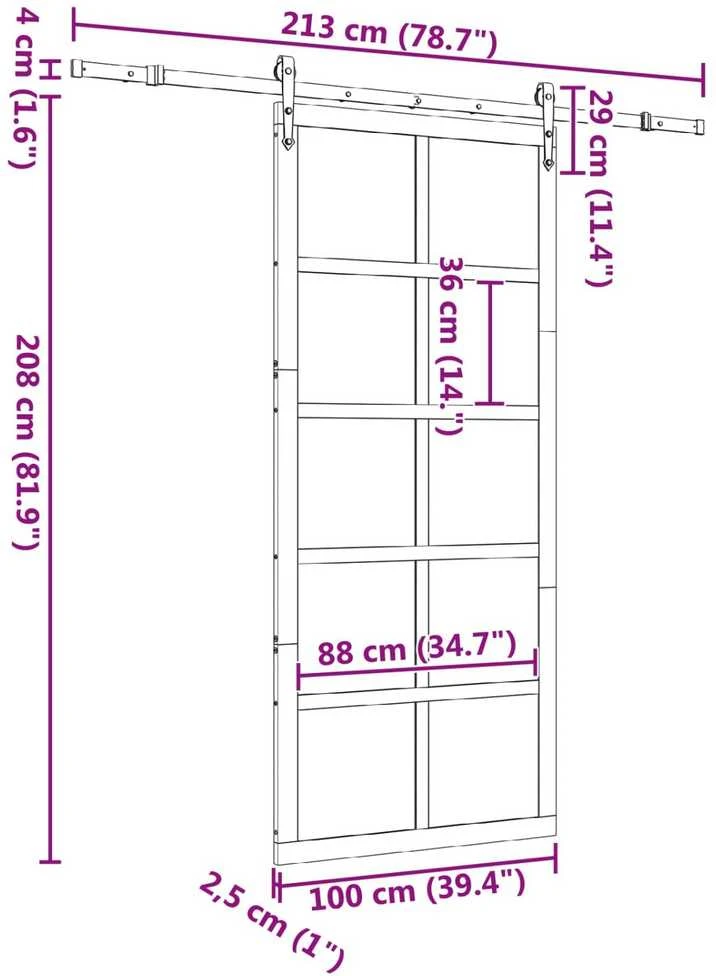 Slankios durys Natūrali 100 x 208 cm Pušies medienos masyvas