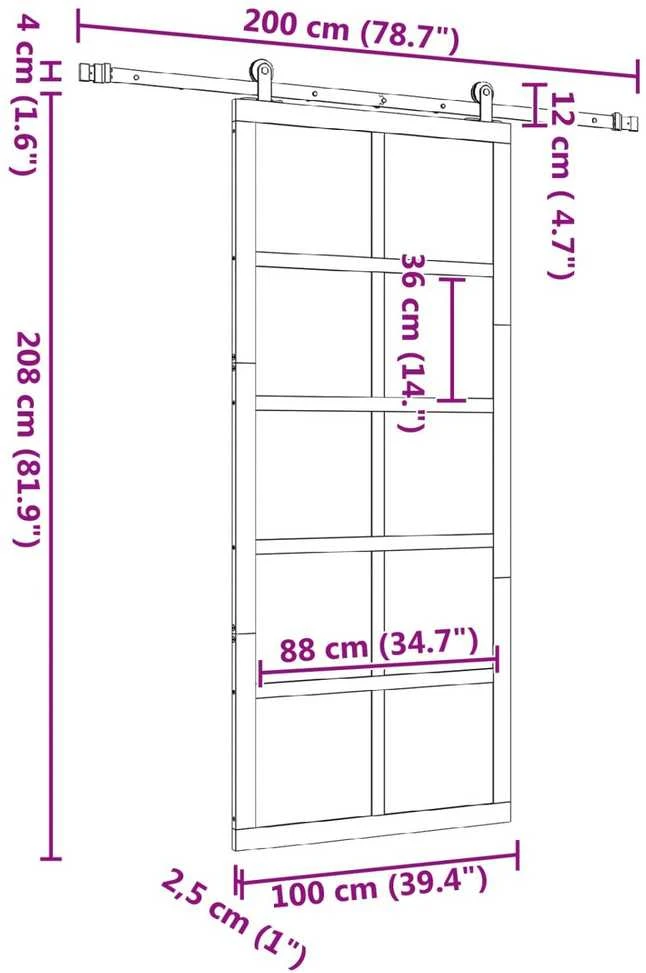 Slankios durys 100 x 208 cm Pušies medienos masyvas Natūrali