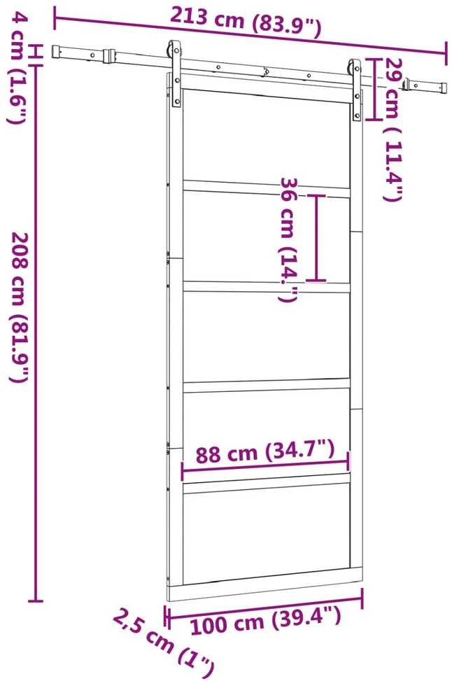 Slankios durys Natūrali 100 x 208 cm Pušies medienos masyvas