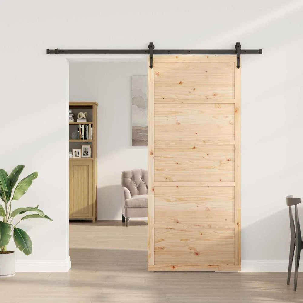 Slankios durys 100 x 208 cm Pušies medienos masyvas Natūrali