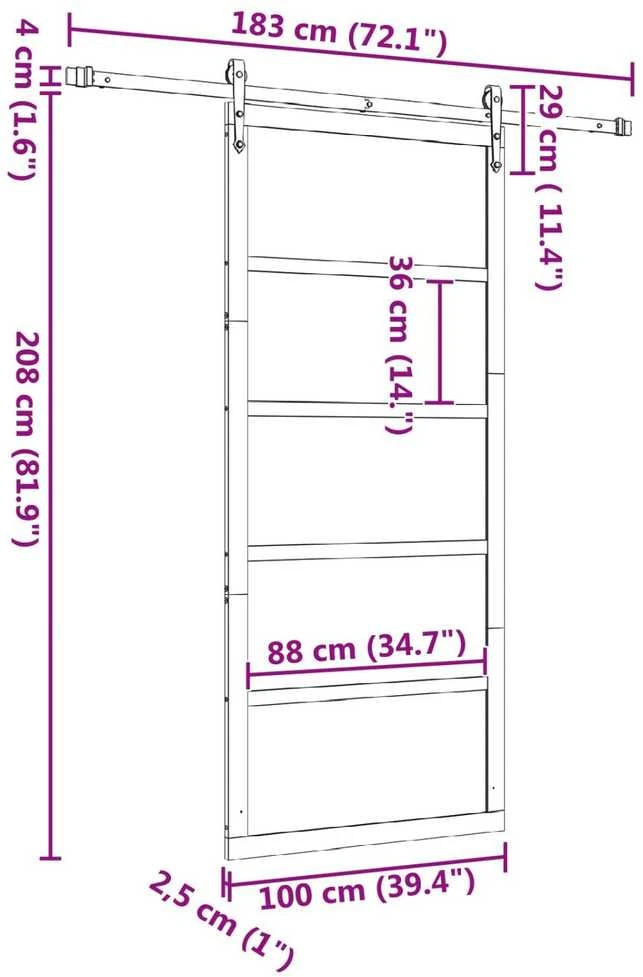 Slankios durys 100 x 208 cm Pušies medienos masyvas Natūrali