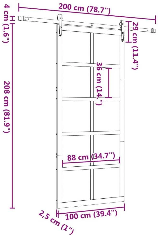 Slankios durys Natūrali 100 x 208 cm Pušies medienos masyvas