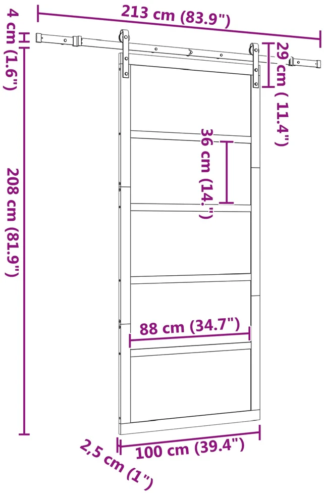 Slankios durys Natūrali 100 x 208 cm Pušies medienos masyvas