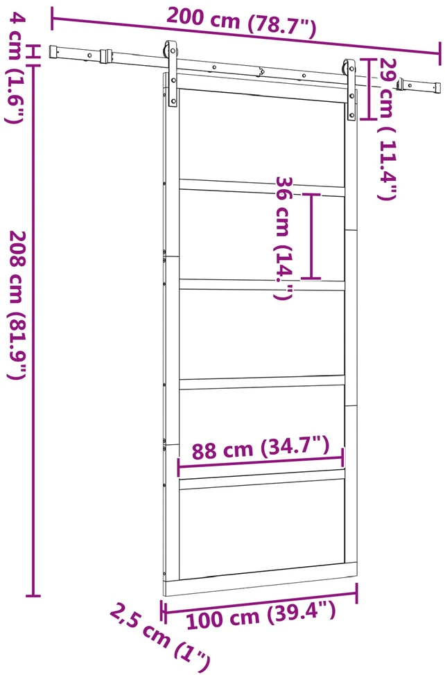 Slankios durys Natūrali 100 x 208 cm Pušies medienos masyvas