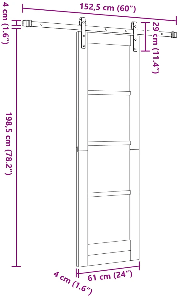 Slankios durys Natūrali 61 x 198,5 cm Pušies medienos masyvas