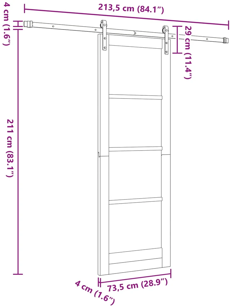 Slankios durys Natūrali 73,5 x 211 cm Pušies medienos masyvas